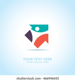 Progress Man abstract emblem, design concept, logo, logotype element for template.