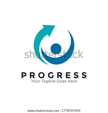 Progress Man Logo Template Design. Creative arrow up sign for growth and success concept. Vector illustration