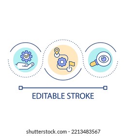 Progress Monitoring Loop Concept Icon. Performance Assessment Abstract Idea Thin Line Illustration. Learning Journey. Accomplishing Goal. Isolated Outline Drawing. Editable Stroke. Arial Font Used