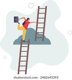 Progress to next level, career development or business improvement reaching better quality, growth or growing concept.flat design.illustration with people.