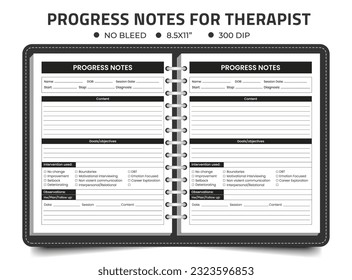 Progress notes for Therapists logbook