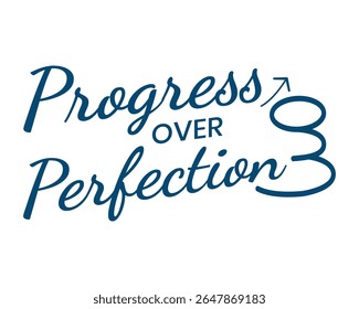 Progress Over Perfection Motivational Quote Typography Design