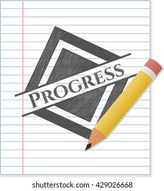 Progress pencil strokes emblem
