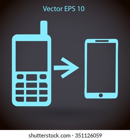 progress phones from the old to the modern vector