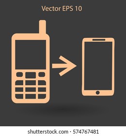 progress phones from the old to the modern vector