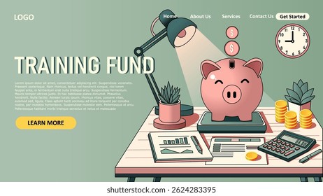 PROGRESS PIGGY BANK. Piggy bank para fundo de formação, arte vetorial, simples, minimalista