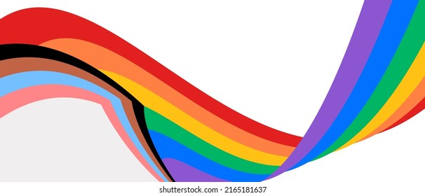 Progress pride curved flag illustration. Pride flag. Rainbow flag. Modern background Vector EPS 10