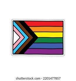 Progress Pride Flag Doodle Sticker Icon, Vector Illustration