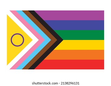 Progress Pride Flag icon vector. LGBTQ+ pride flag icon vector isolated on a white background. LGBT community design element
