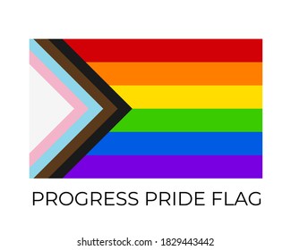 Progress Pride Rainbow Flags. Symbol Of LGBT Community. Vector Flag Sexual Identity. Easy To Edit Template For Banners, Signs, Logo Design, Etc.