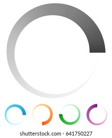 Progress, process indicator with 4 step. Progress bar, preloader (buffer) symbol. Gray plus 4 color circular loading symbol for presentations, infographics or interfaces