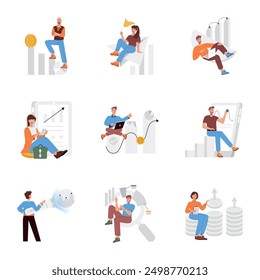 Progress and Productivity Flat Illustrations