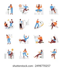 Progress and Productivity Flat Illustrations