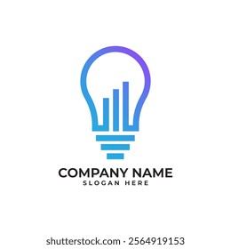 Progress profit bar inside the light bulb signify the business profit idea in blue and purple color with modern and minimalist style