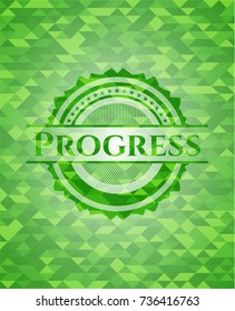 Progress realistic green mosaic emblem