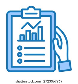 Icono de informe de progreso Ilustración vectorial de diseño de doble tono azul