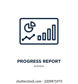 progress report icon from business collection. Thin linear progress report, report, progress outline icon isolated on white background. Line vector progress report sign, symbol for web and mobile