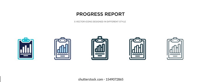 progress report icon in different style vector illustration. two colored and black progress report vector icons designed in filled, outline, line and stroke style can be used for web, mobile, ui