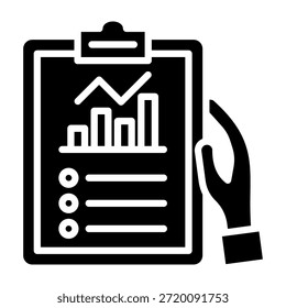 Ilustración vectorial de diseño de glifo de icono de informe de progreso