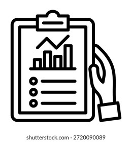Ilustración vectorial de diseño de línea de icono de informe de progreso