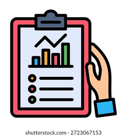 Icono de informe de progreso Ilustración vectorial de diseño de color lineal