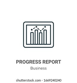 Progress report outline vector icon. Thin line black progress report icon, flat vector simple element illustration from editable business concept isolated stroke on white background