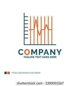 progress, report, statistics, patient, recovery Logo Design. Blue and Orange Brand Name Design. Place for Tagline. Business Logo template.