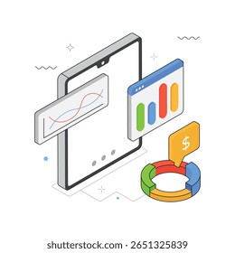 Progress Report Vector Isometric Illustration. EPS 10 file