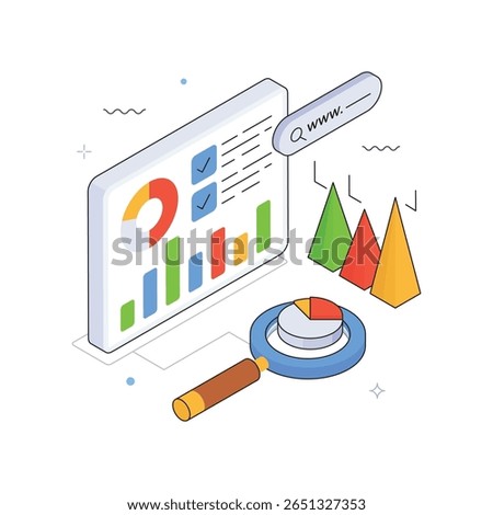 Progress Report  Vector Isometric Illustration. EPS 10 file