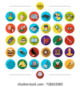 Progress, science, history and other web icon in cartoon style. Hammer, Viking, mask, icons in set collection.