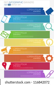 Progress seo infographics banner set vector