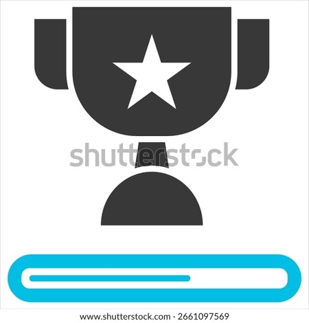 Progress Single Icon Glyph Blue Grey Illustration