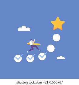 Progress from start to finish and success. challenge to advance and win the competition. business development or improvement, completing tasks until the project is complete. entrepreneurs and targets
