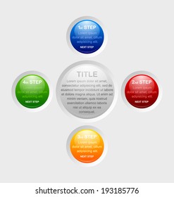 Progress steps design elements for tutorials isolated on pale grey background