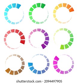 Progress, steps, phases indicator. Preloader, buffer shape. Circle, circular loading icon