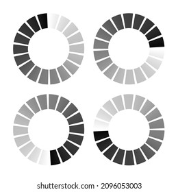Progress, steps, phases indicator. Preloader, buffer shape. Circle, circular loading icon