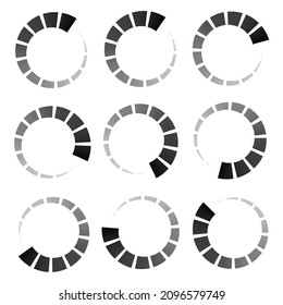 Progress, steps, phases indicator. Preloader, buffer shape. Circle, circular loading icon