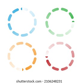 Progress, steps, phases indicator. Preloader, buffer shape. Circle, circular loading icon