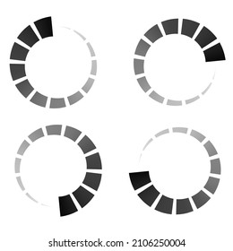 Progress, steps, phases indicator. Preloader, buffer shape. Circle, circular loading icon