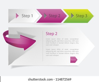 Progress steps template one two three