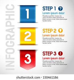 Progress steps for tutorial, product choice or user manual. Vector.