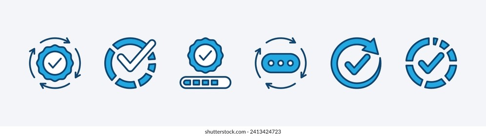 Progress thin line icon set. Loading progress bar, update system symbol. Completed progress bar icons. Vector illustration