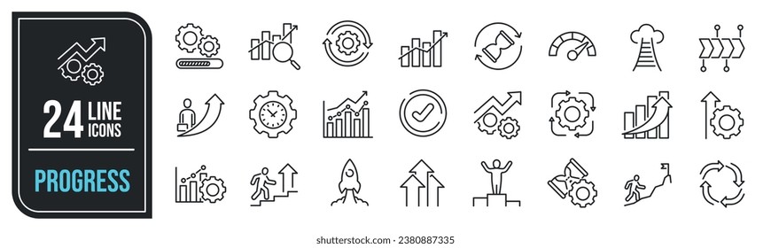 Progress thin line icons.  For website marketing design, logo, app, template, ui, etc. Vector illustration.