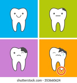 Progress of tooth caries. Vector illustration