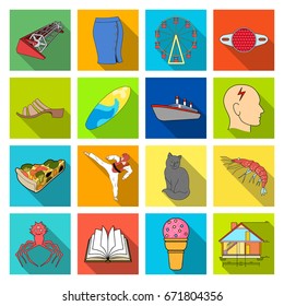 progress, tourism, textiles and other web icon in flat style. sport, hygiene, medicine, icons in set collection.