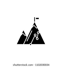 Progress towards the goal black icon concept. Progress towards the goal flat  vector symbol, sign, illustration.