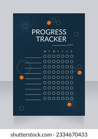 Progress tracker worksheet design template. Printable goal setting sheet. Editable time management sample. Scheduling page for organizing personal tasks. Lato Regular, Light fonts used