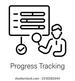 Progress tracking icon in linear style 