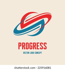 Progress - vector business logo template concept. Abstract planet illustration. Stylized Saturn sign. Design element. 