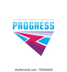 Progress - vector logo template concept illustration in flat style. Abstract arrow creative sign. Lightning icon. Colorful design element.
